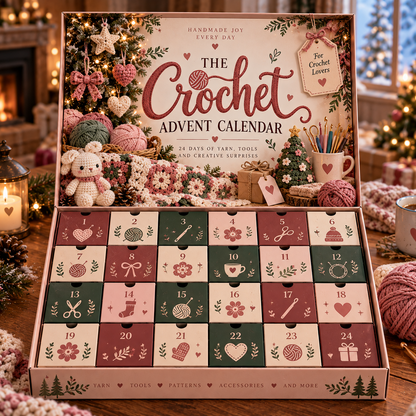 The Crochet Advent Calendar open with 24 drawers